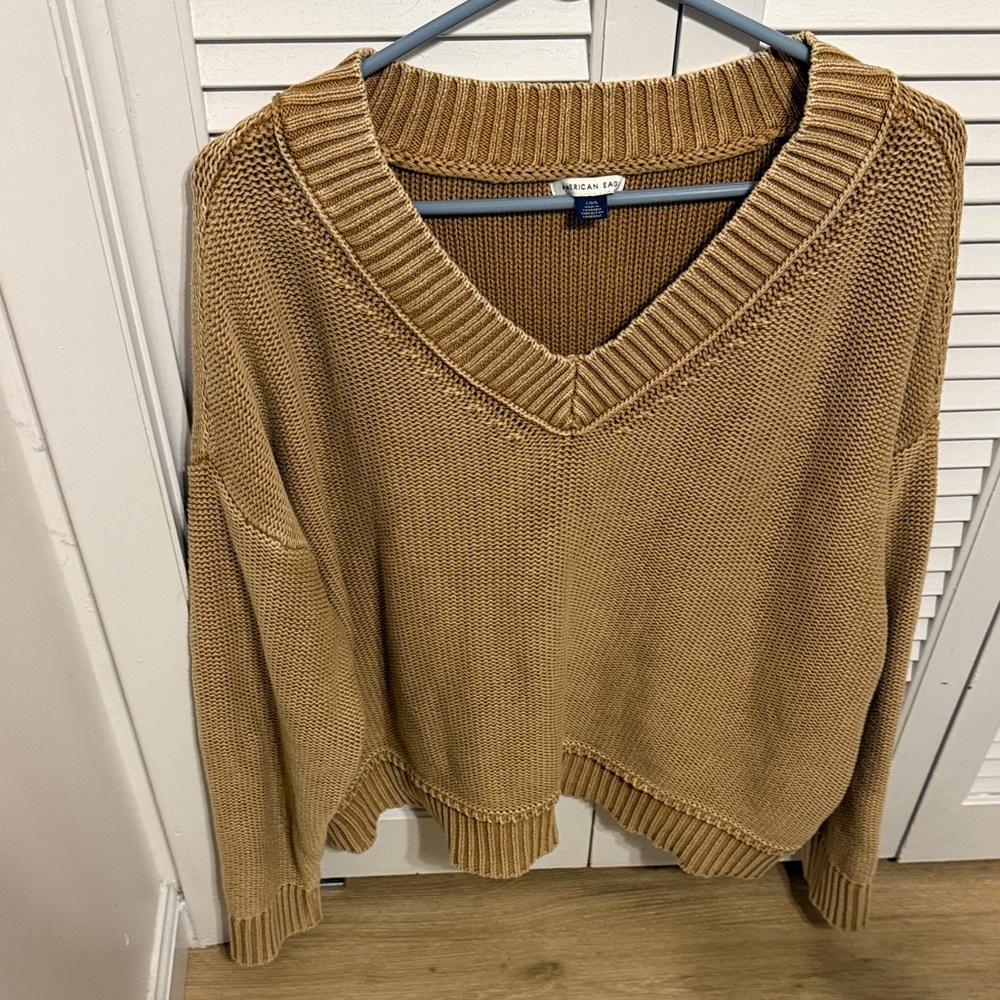 NWOT American Eagle V-Neck tan/light brown sweater